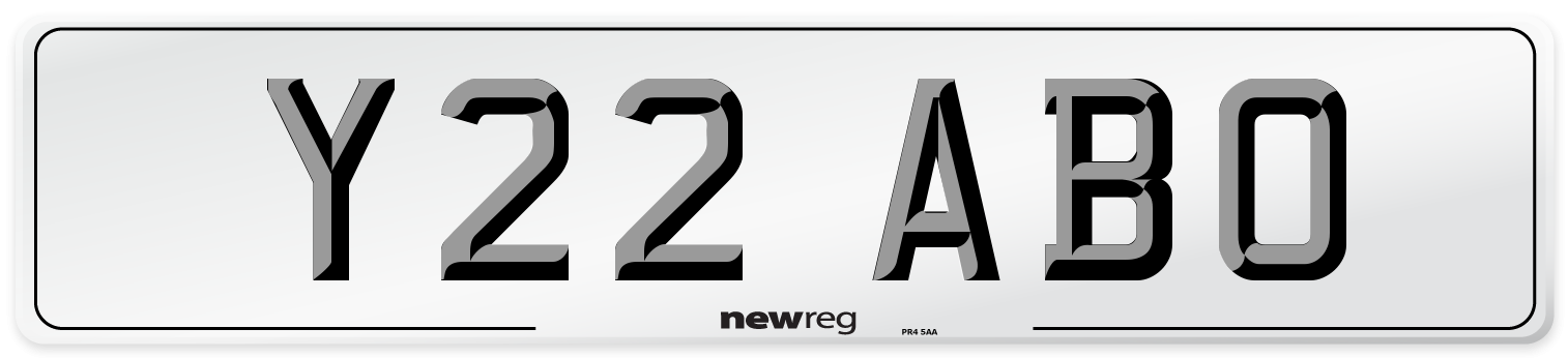 Y22 ABO Number Plate from New Reg
